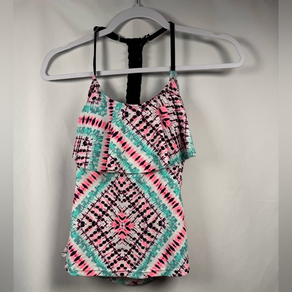 SO Braided Back Flounce Tankini Swim Top S (3-5) - Picture 1 of 6